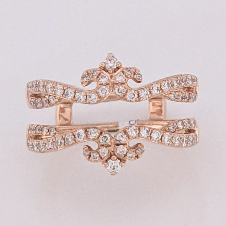 14K ROSE .33 CARAT TOTAL WEIGHT SI2 H DIAMOND ROUND (66) ESTATE RING JACKET 5.0 GRAMS
