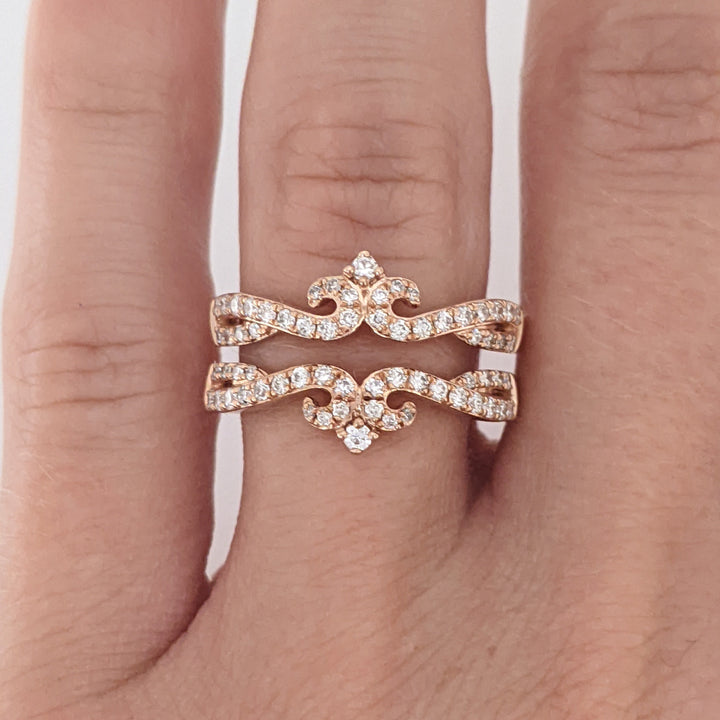 14K ROSE .33 CARAT TOTAL WEIGHT SI2 H DIAMOND ROUND (66) ESTATE RING JACKET 5.0 GRAMS
