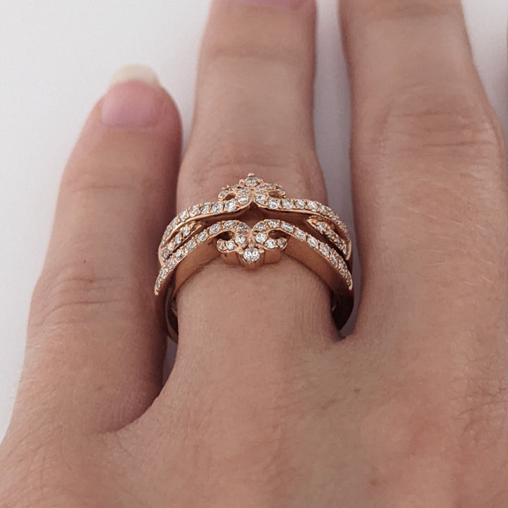 14K ROSE .33 CARAT TOTAL WEIGHT SI2 H DIAMOND ROUND (66) ESTATE RING JACKET 5.0 GRAMS