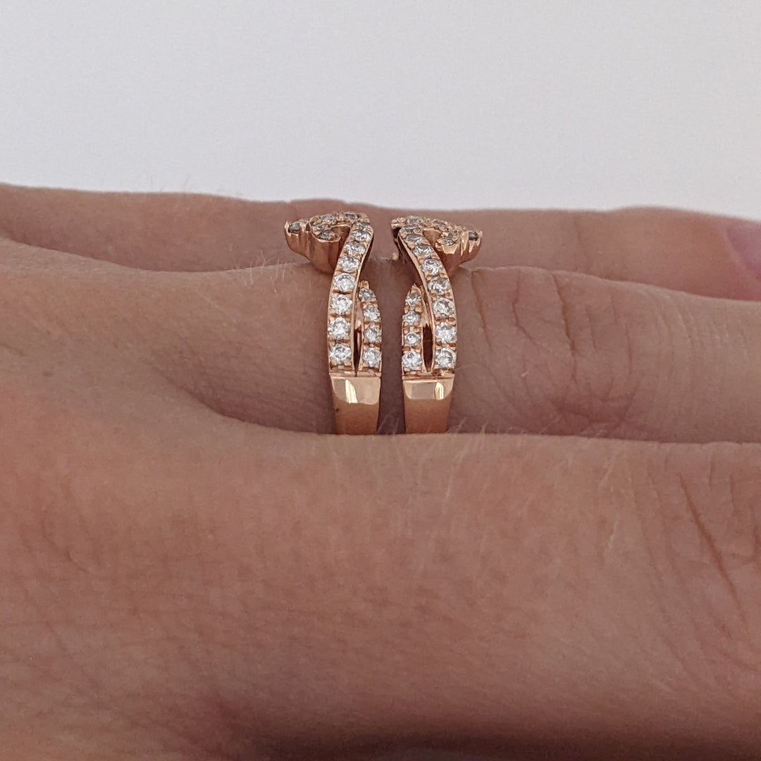 14K ROSE .33 CARAT TOTAL WEIGHT SI2 H DIAMOND ROUND (66) ESTATE RING JACKET 5.0 GRAMS