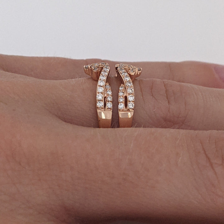 14K ROSE .33 CARAT TOTAL WEIGHT SI2 H DIAMOND ROUND (66) ESTATE RING JACKET 5.0 GRAMS