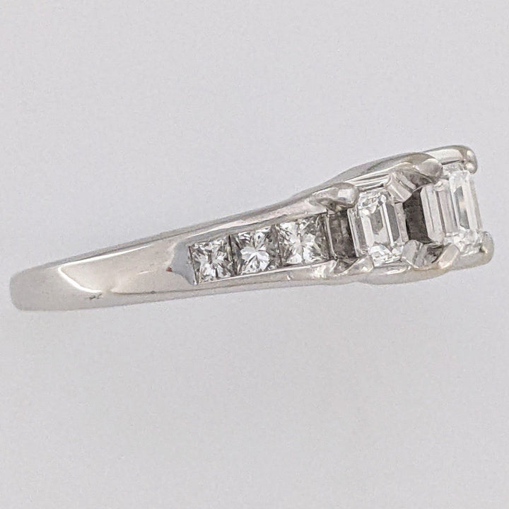 18K .69 CARAT TOTAL WEIGHT VS2 H DIAMOND EMERALD CUT (3) PRINCESS CUT (6) ESTATE TRINITY RING 4.8 GRAMS