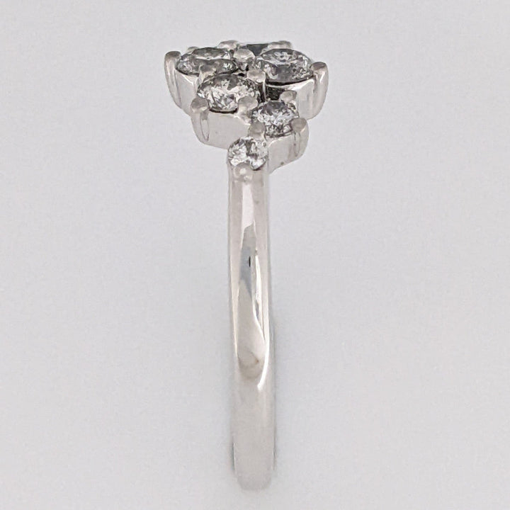 10K WHITE .41 CARAT TOTAL WEIGHT I1 J DIAMOND ROUND (8) CLUSTER ESTATE RING 2.3 GRAMS