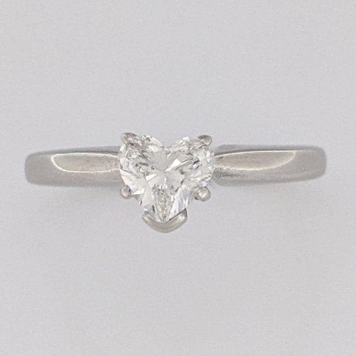 PLATINUM .54 CARAT TOTAL SI1 G DIAMOND HEART ESTATE SOLITAIRE RING 4.4 GRAMS