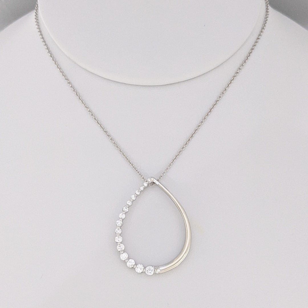 14K WHITE .48 CARAT TOTAL WEIGHT SI1-I1 DIAMOND ROUND (16) OPEN PEAR ESTATE PENDANT &amp; CHAIN 4.6 GRAMS