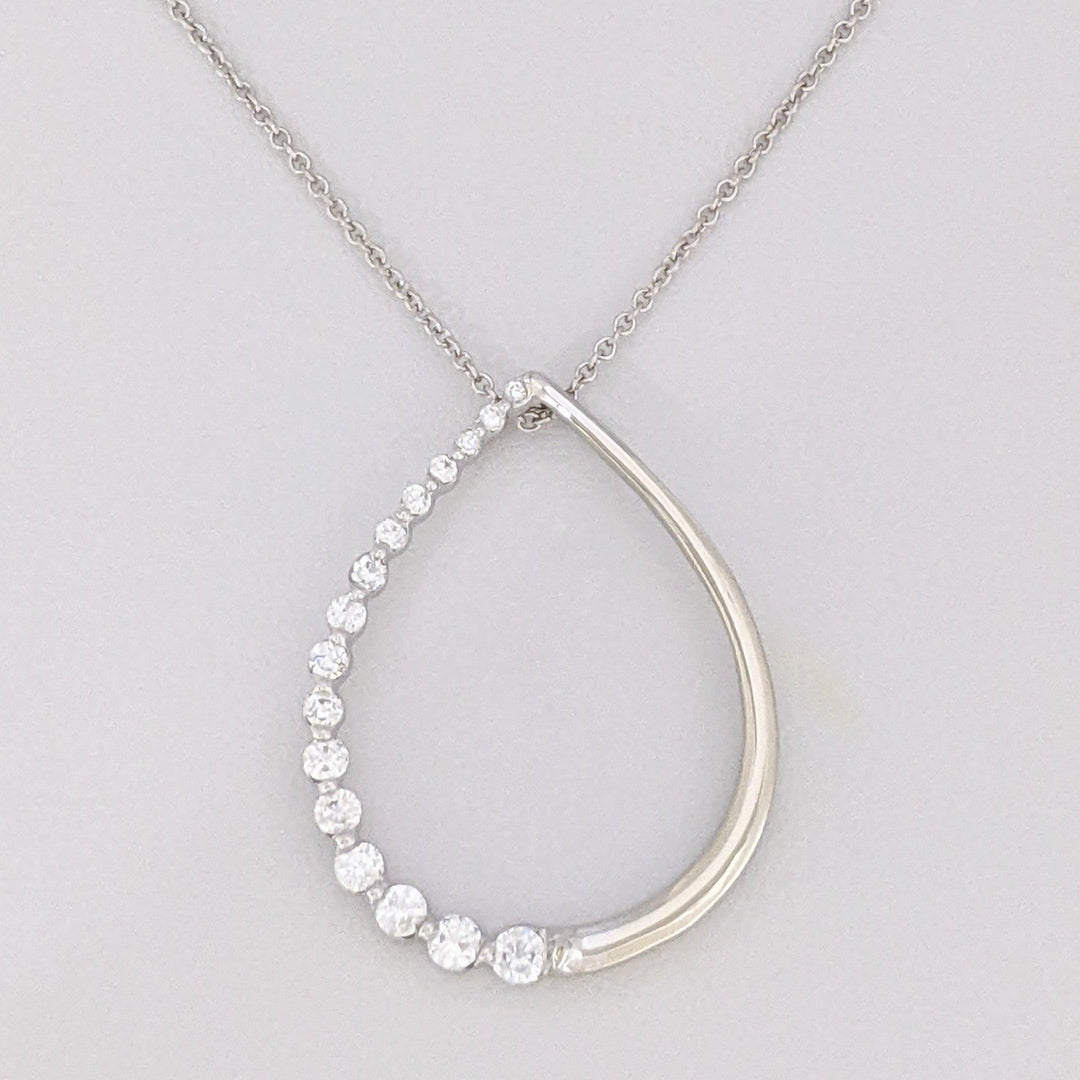 14K WHITE .48 CARAT TOTAL WEIGHT SI1-I1 DIAMOND ROUND (16) OPEN PEAR ESTATE PENDANT &amp; CHAIN 4.6 GRAMS