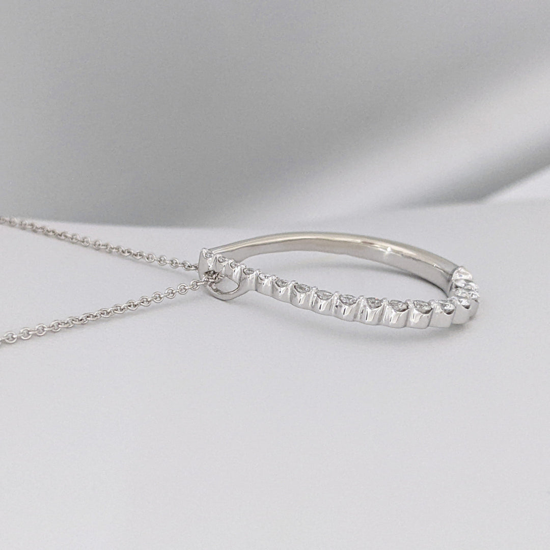 14K WHITE .48 CARAT TOTAL WEIGHT SI1-I1 DIAMOND ROUND (16) OPEN PEAR ESTATE PENDANT &amp; CHAIN 4.6 GRAMS