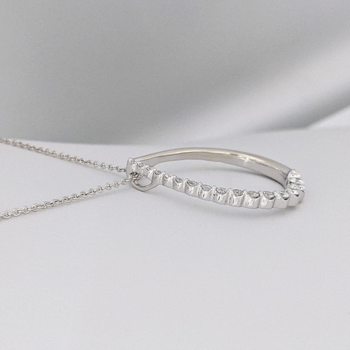 14K WHITE .48 CARAT TOTAL WEIGHT SI1-I1 DIAMOND ROUND (16) OPEN PEAR ESTATE PENDANT &amp; CHAIN 4.6 GRAMS