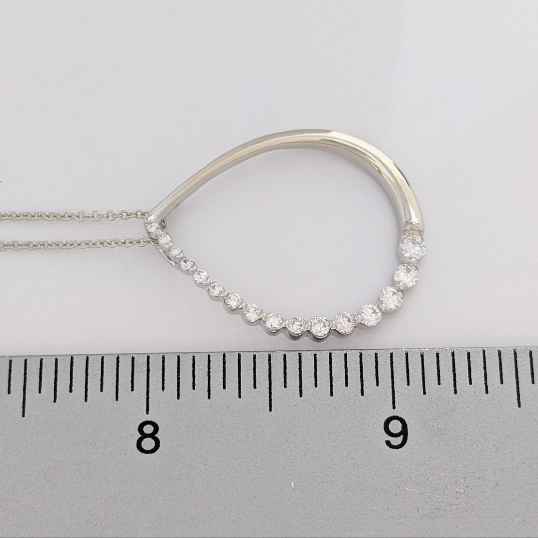 14K WHITE .48 CARAT TOTAL WEIGHT SI1-I1 DIAMOND ROUND (16) OPEN PEAR ESTATE PENDANT &amp; CHAIN 4.6 GRAMS