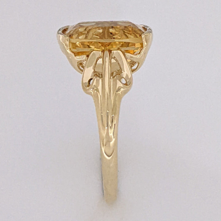 10K CITRINE CUSHION CUT 10X12 HALF-BEZEL ESTATE RING 3.2 GRAMS