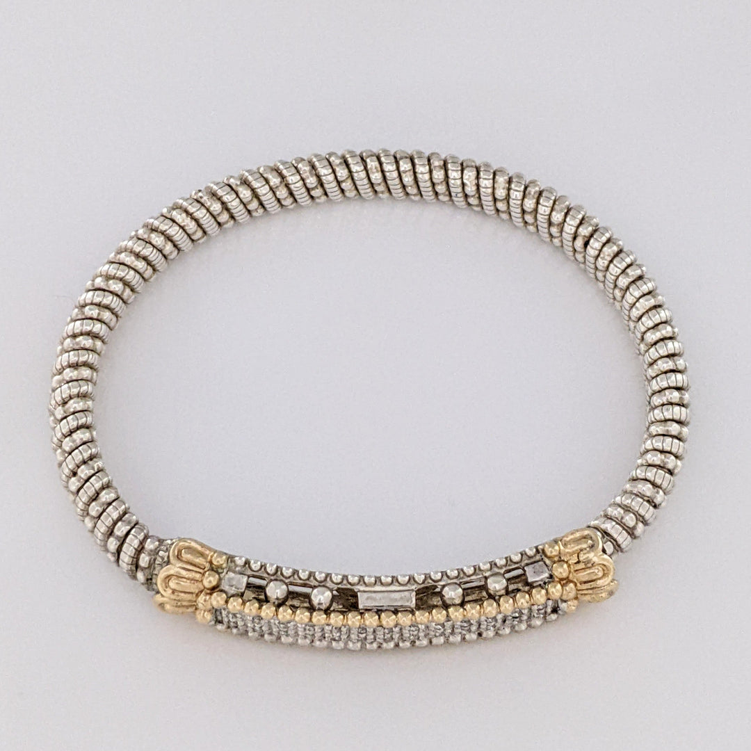 STERLING SILVER/14K "ALWAND VAHAN" .26 CARAT TOTAL WEIGHT SI H DIAMOND ROUND (26) 2-ROW ESTATE CUFF 29.3 GRAMS