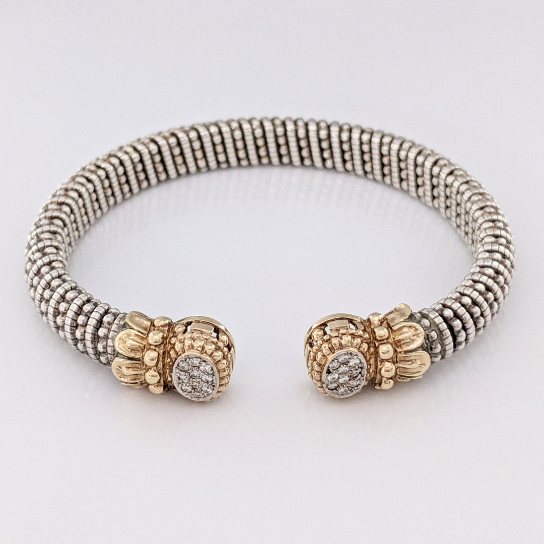 STERLING SILVER/ 14K "ALWAND VAHAN" .20 CARAT TOTAL WEIGHT SI H DIAMOND ROUND (20) ESTATE CUFF 37.4 GRAMS