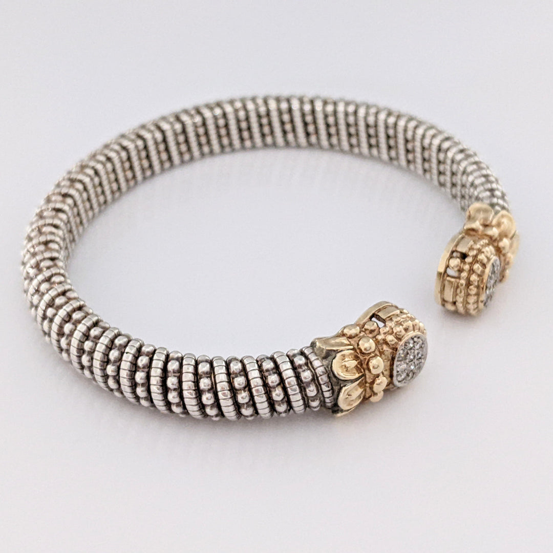 STERLING SILVER/ 14K "ALWAND VAHAN" .20 CARAT TOTAL WEIGHT SI H DIAMOND ROUND (20) ESTATE CUFF 37.4 GRAMS