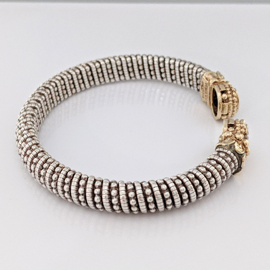 STERLING SILVER/ 14K "ALWAND VAHAN" .20 CARAT TOTAL WEIGHT SI H DIAMOND ROUND (20) ESTATE CUFF 37.4 GRAMS