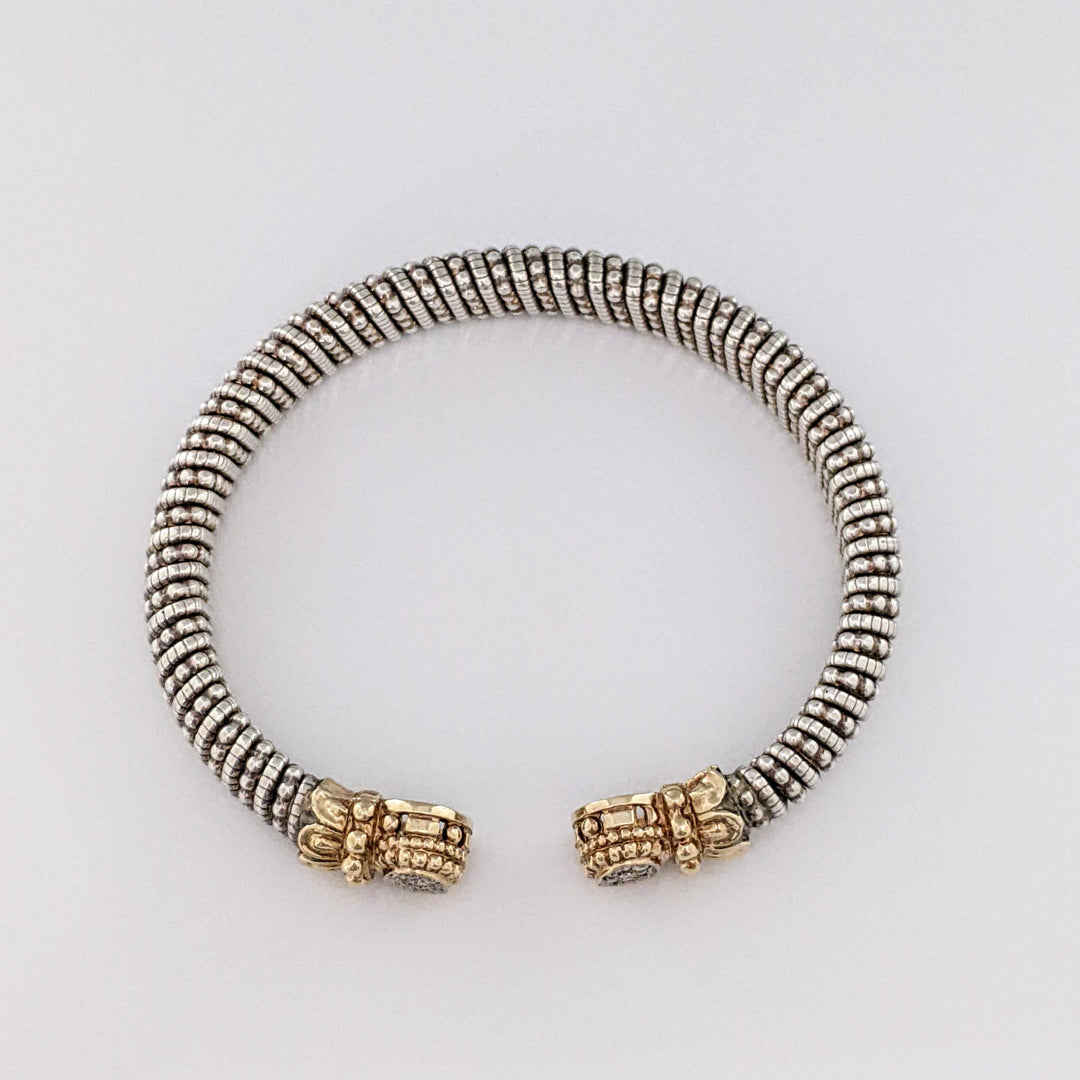 STERLING SILVER/ 14K "ALWAND VAHAN" .20 CARAT TOTAL WEIGHT SI H DIAMOND ROUND (20) ESTATE CUFF 37.4 GRAMS