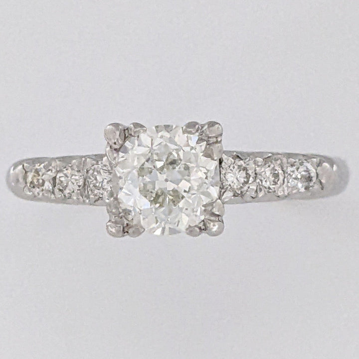 PLATINUM .72 CARAT TOTAL VS2 J DIAMOND ROUND WITH .12 DIAMOND TOTAL WEIGHT ESTATE RING 3.9 GRAMS
