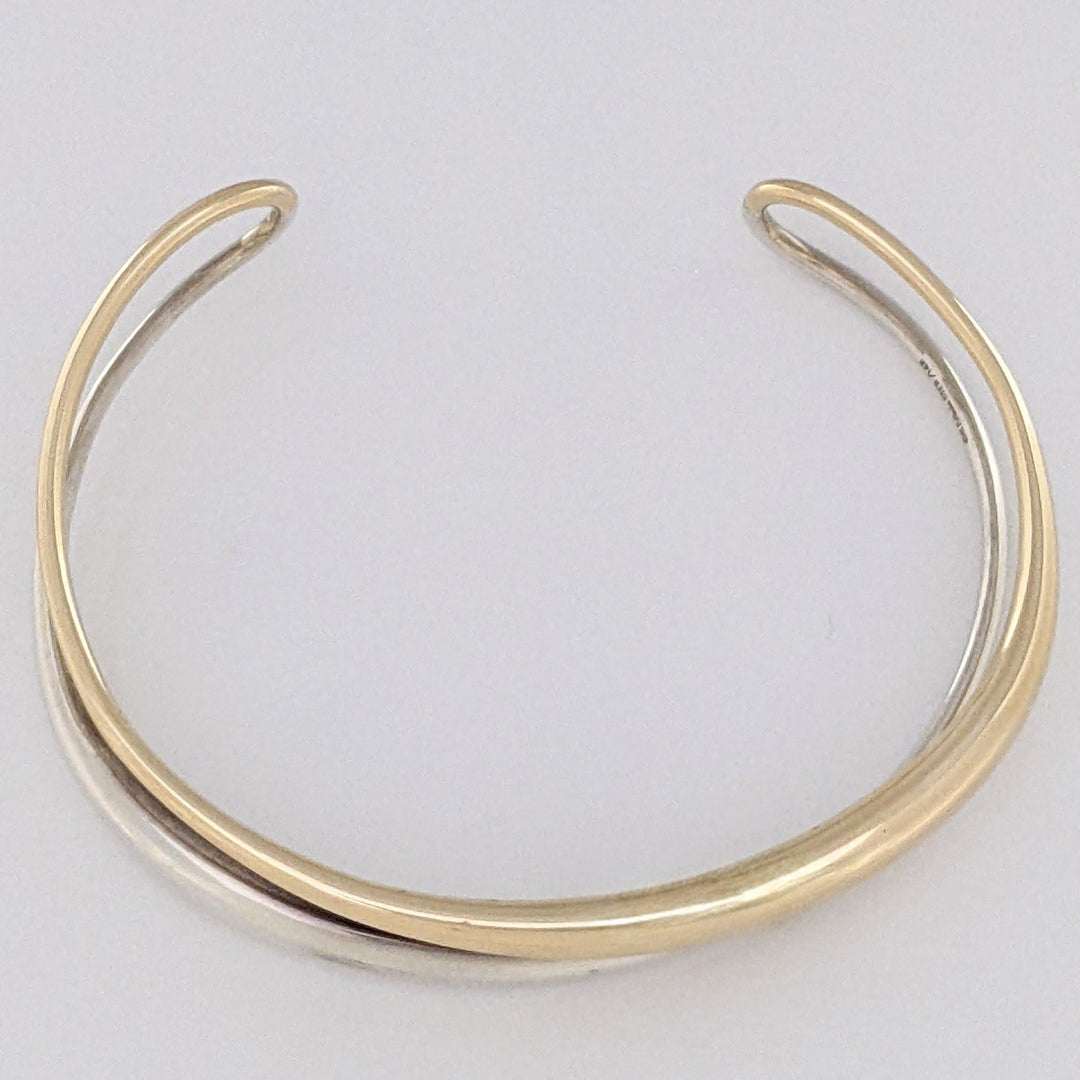 14K/ STERLING SILVER TWO-ROW OPEN "ED LEVIN" ESTATE CUFF BRACELET 10.9 GRAMS