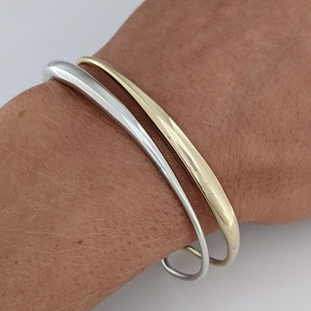 14K/ STERLING SILVER TWO-ROW OPEN "ED LEVIN" ESTATE CUFF BRACELET 10.9 GRAMS