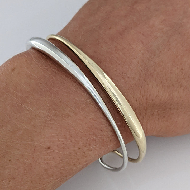 14K/ STERLING SILVER TWO-ROW OPEN "ED LEVIN" ESTATE CUFF BRACELET 10.9 GRAMS