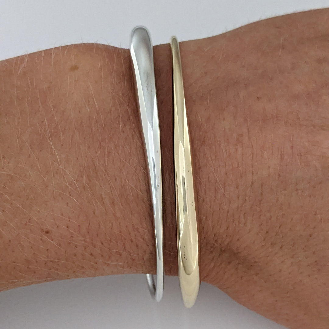 14K/ STERLING SILVER TWO-ROW OPEN "ED LEVIN" ESTATE CUFF BRACELET 10.9 GRAMS