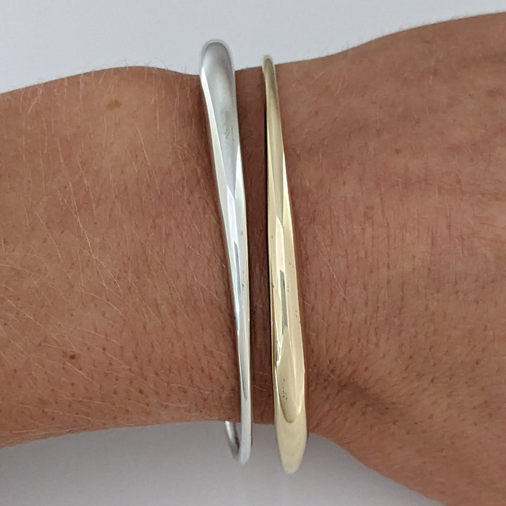 14K/ STERLING SILVER TWO-ROW OPEN "ED LEVIN" ESTATE CUFF BRACELET 10.9 GRAMS
