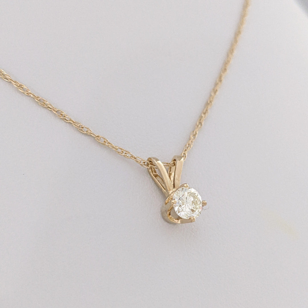 14K .32 CARAT TOTAL I1 K DIAMOND ROUND ESTATE PENDANT &amp; CHAIN 1.3 GRAMS