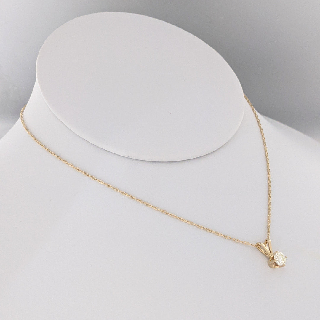 14K .32 CARAT TOTAL I1 K DIAMOND ROUND ESTATE PENDANT &amp; CHAIN 1.3 GRAMS