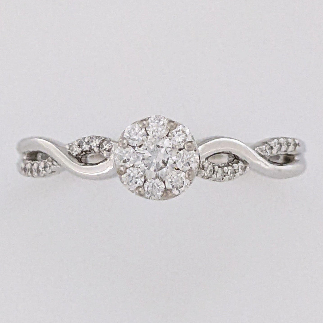 14K WHITE .30 CARAT TOTAL WEIGHT SI1 H DIAMOND ROUND (25) ESTATE CLUSTER TWIST RING 2.6 GRAMS