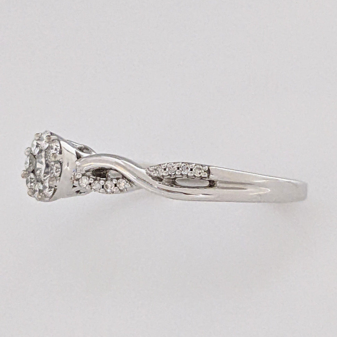 14K WHITE .30 CARAT TOTAL WEIGHT SI1 H DIAMOND ROUND (25) ESTATE CLUSTER TWIST RING 2.6 GRAMS