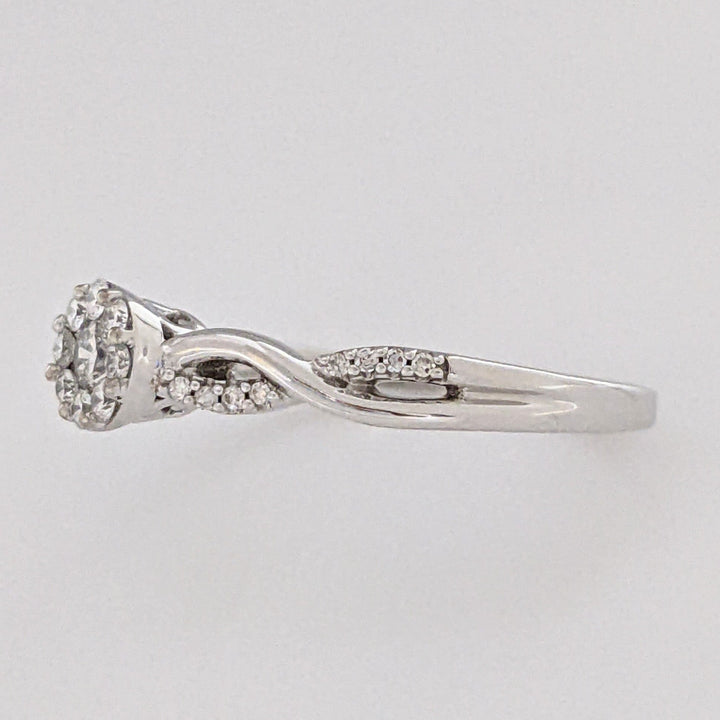 14K WHITE .30 CARAT TOTAL WEIGHT SI1 H DIAMOND ROUND (25) ESTATE CLUSTER TWIST RING 2.6 GRAMS