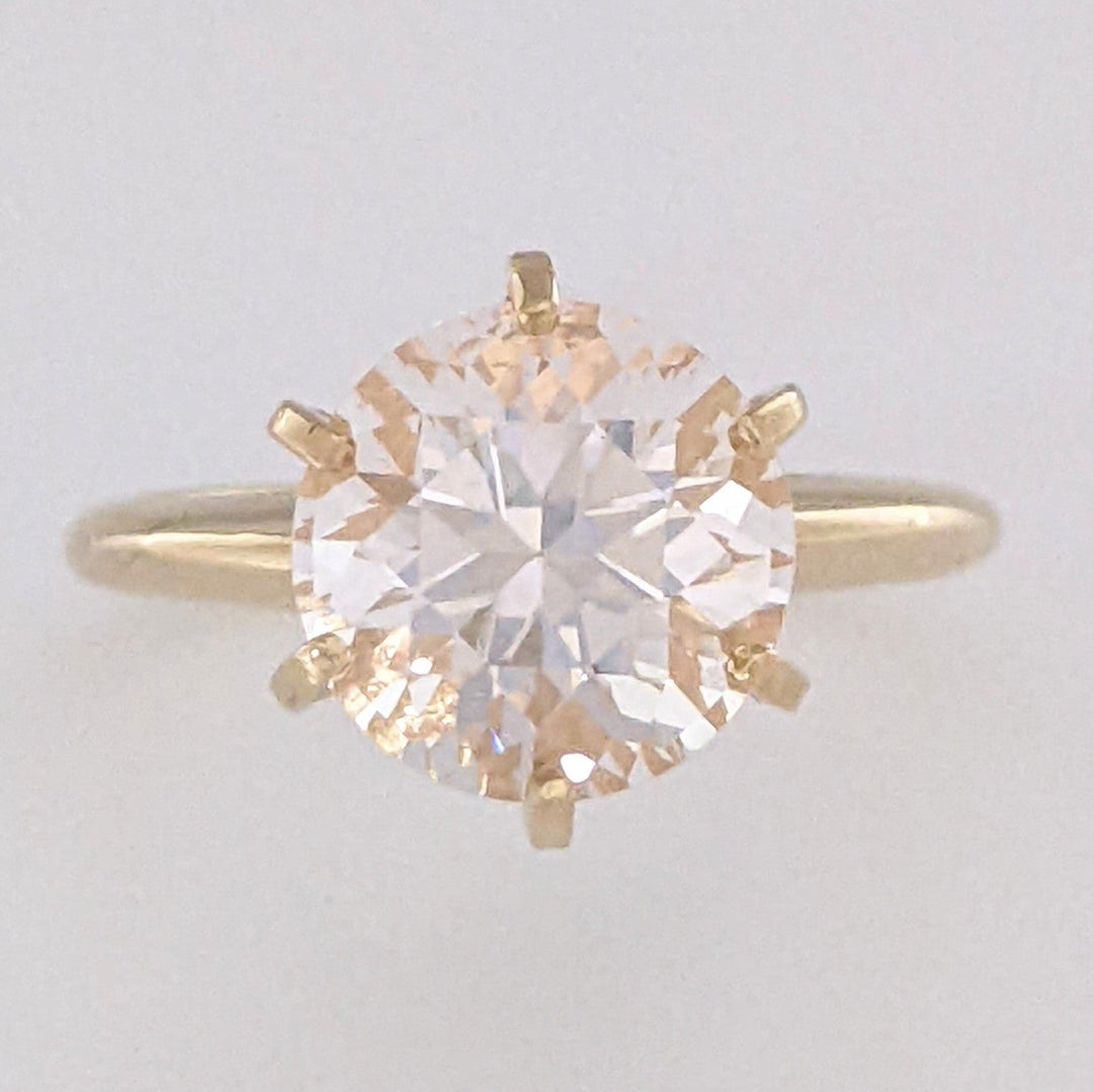 14K MORGANITE ROUND 9.7MM ESTATE SOLITAIRE RING 4.4 GRAMS