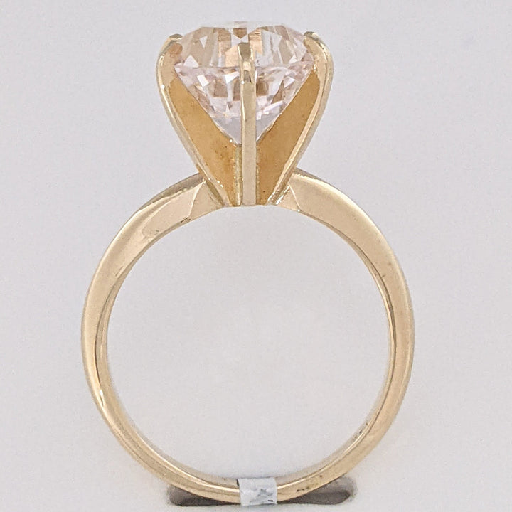 14K MORGANITE ROUND 9.7MM ESTATE SOLITAIRE RING 4.4 GRAMS