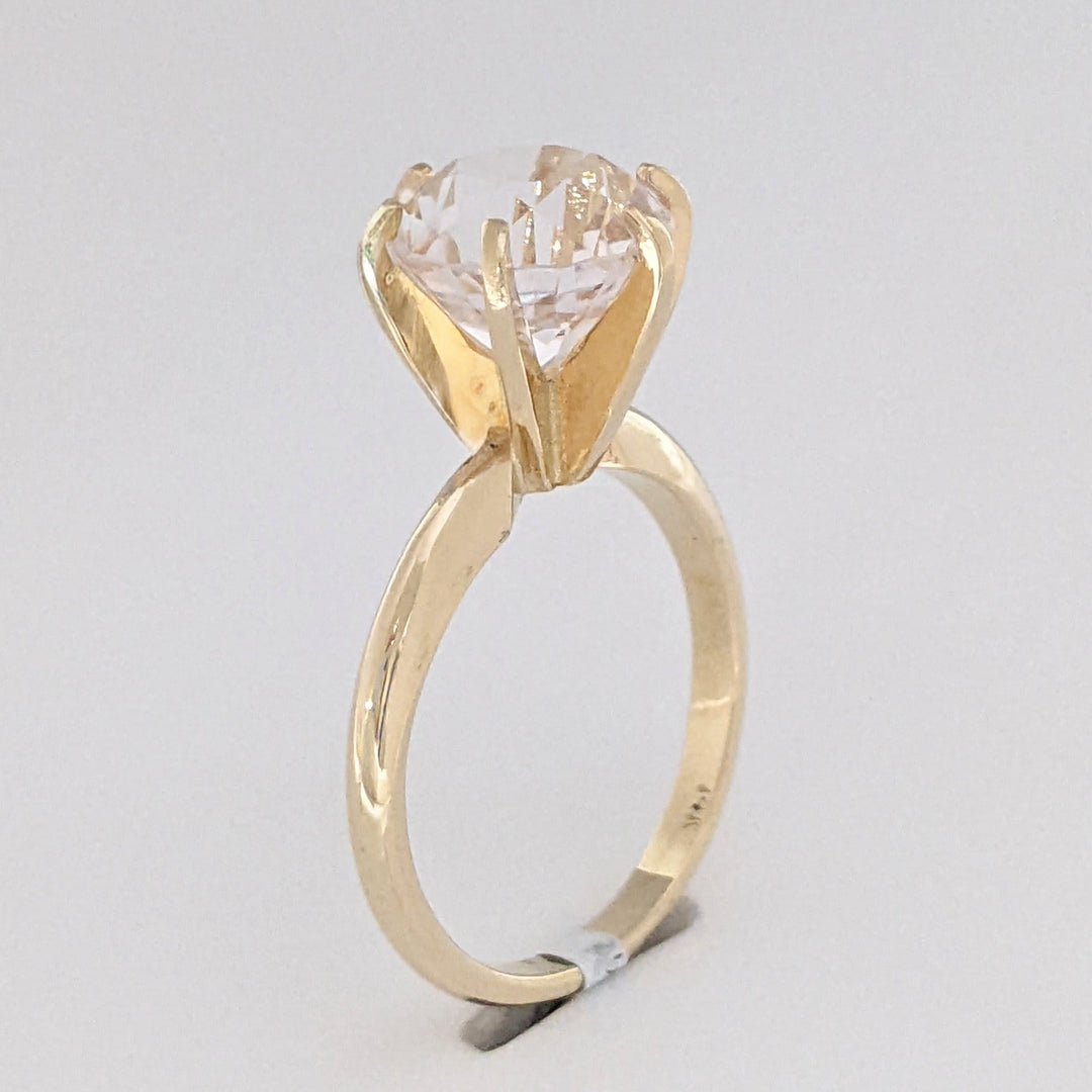 14K MORGANITE ROUND 9.7MM ESTATE SOLITAIRE RING 4.4 GRAMS
