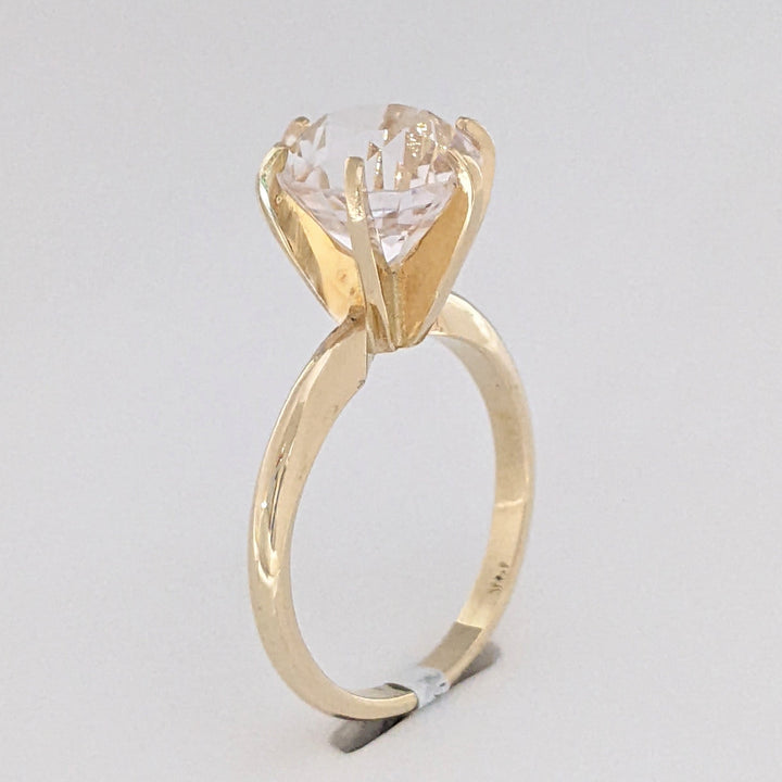 14K MORGANITE ROUND 9.7MM ESTATE SOLITAIRE RING 4.4 GRAMS