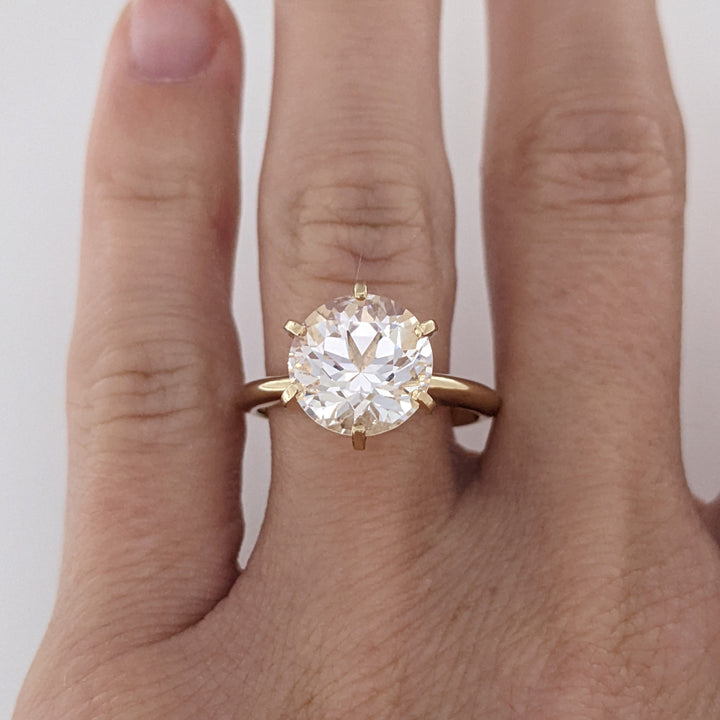 14K MORGANITE ROUND 9.7MM ESTATE SOLITAIRE RING 4.4 GRAMS