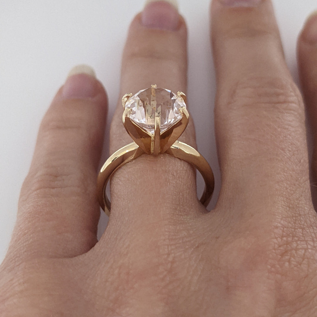 14K MORGANITE ROUND 9.7MM ESTATE SOLITAIRE RING 4.4 GRAMS