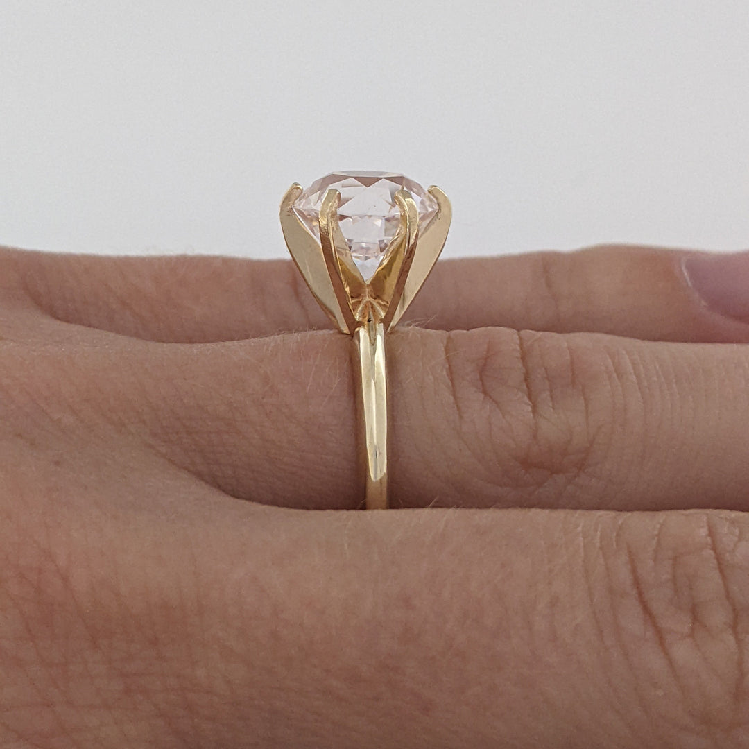 14K MORGANITE ROUND 9.7MM ESTATE SOLITAIRE RING 4.4 GRAMS