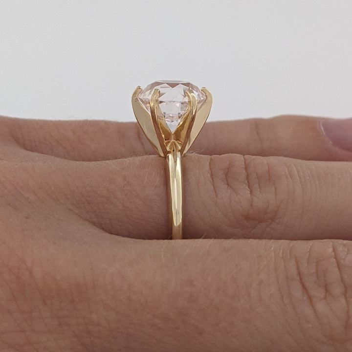 14K MORGANITE ROUND 9.7MM ESTATE SOLITAIRE RING 4.4 GRAMS
