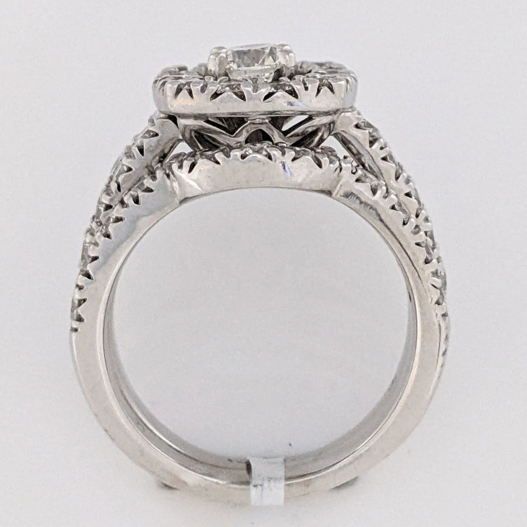 14K WHITE 1.57 CARAT TOTAL WEIGHT SI2 I DIAMOND ROUND (46) HALO ESTATE RING/BAND SET 10.5 GRAMS