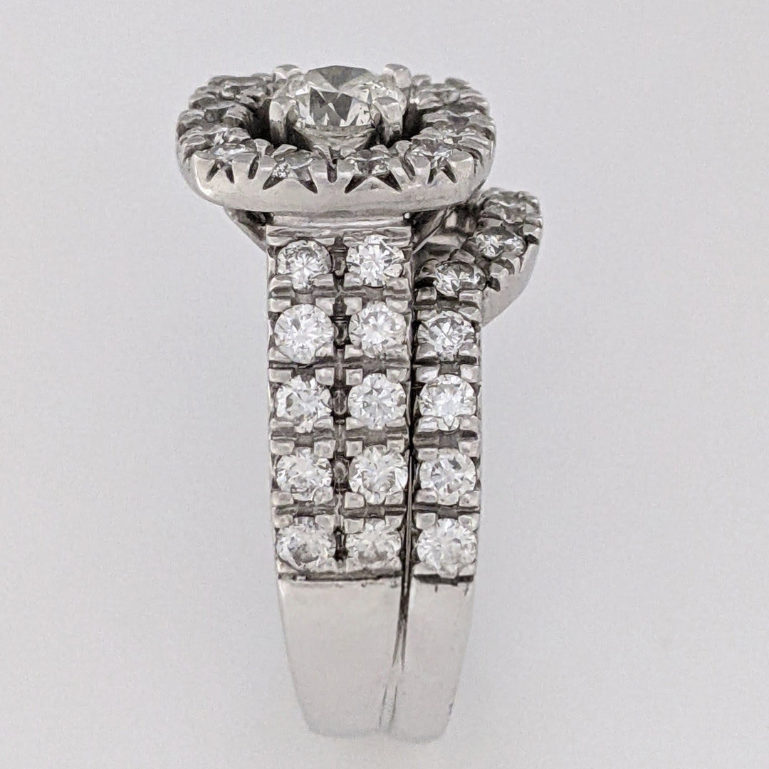 14K WHITE 1.57 CARAT TOTAL WEIGHT SI2 I DIAMOND ROUND (46) HALO ESTATE RING/BAND SET 10.5 GRAMS