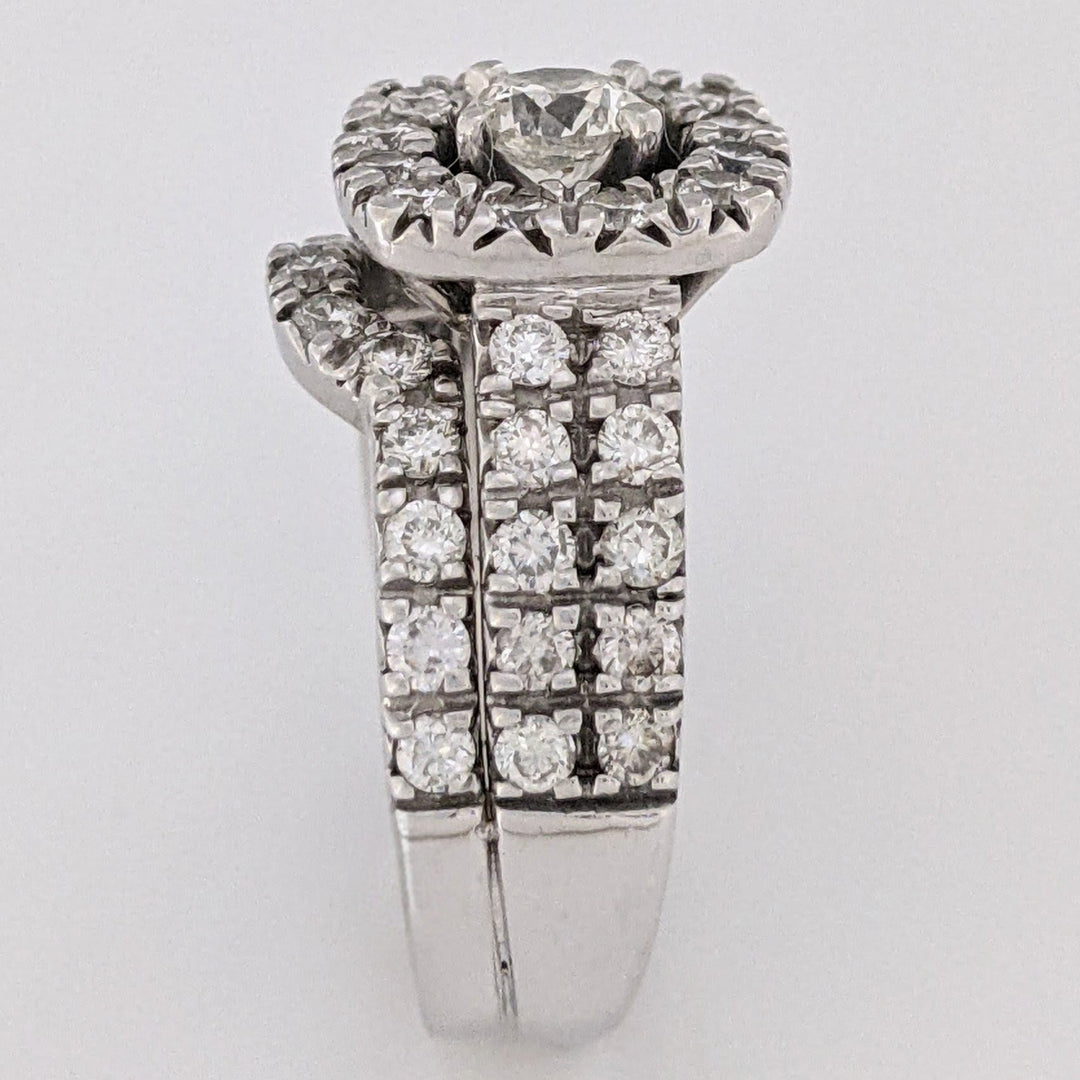 14K WHITE 1.57 CARAT TOTAL WEIGHT SI2 I DIAMOND ROUND (46) HALO ESTATE RING/BAND SET 10.5 GRAMS