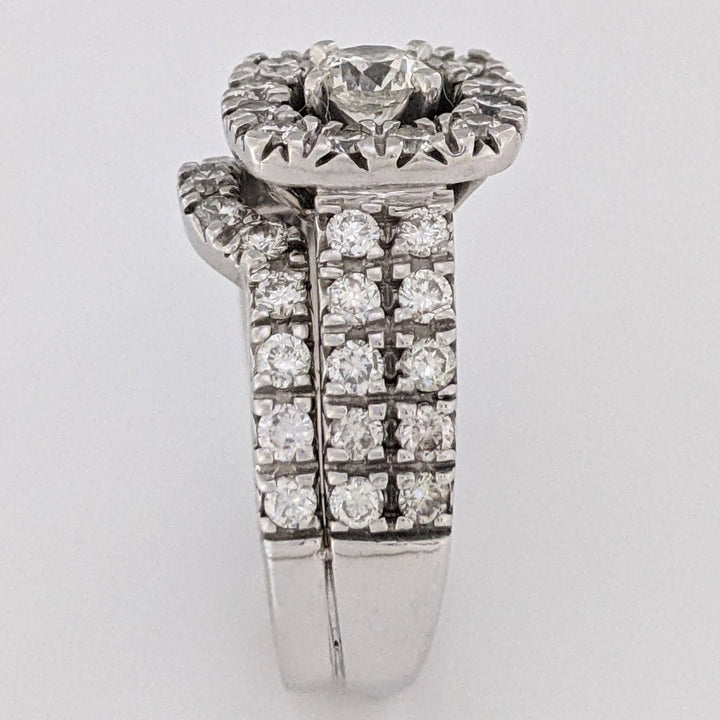 14K WHITE 1.57 CARAT TOTAL WEIGHT SI2 I DIAMOND ROUND (46) HALO ESTATE RING/BAND SET 10.5 GRAMS