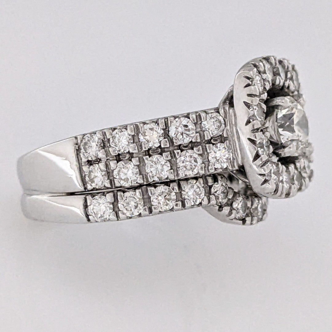 14K WHITE 1.57 CARAT TOTAL WEIGHT SI2 I DIAMOND ROUND (46) HALO ESTATE RING/BAND SET 10.5 GRAMS