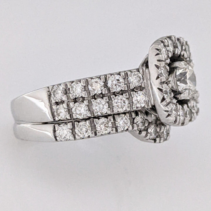 14K WHITE 1.57 CARAT TOTAL WEIGHT SI2 I DIAMOND ROUND (46) HALO ESTATE RING/BAND SET 10.5 GRAMS