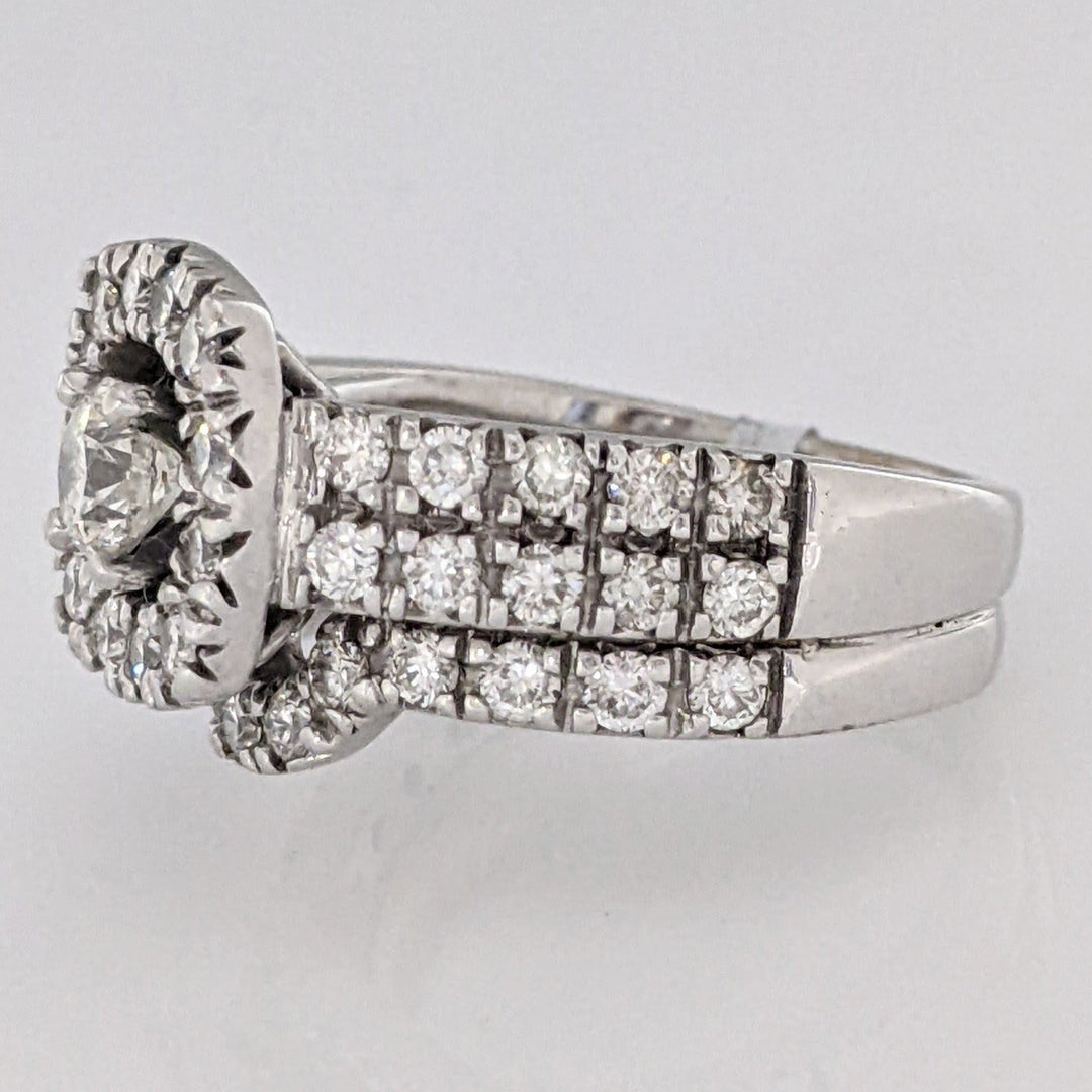 14K WHITE 1.57 CARAT TOTAL WEIGHT SI2 I DIAMOND ROUND (46) HALO ESTATE RING/BAND SET 10.5 GRAMS