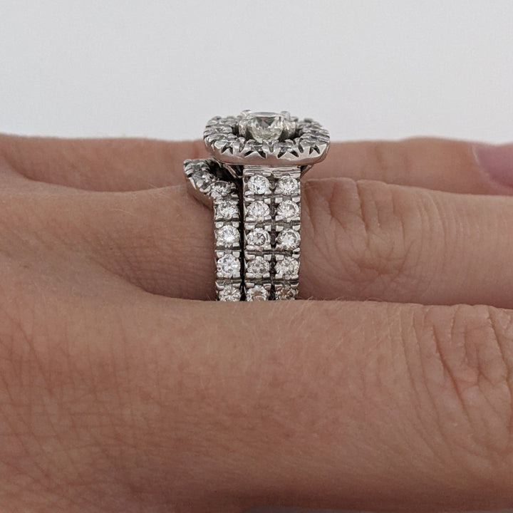 14K WHITE 1.57 CARAT TOTAL WEIGHT SI2 I DIAMOND ROUND (46) HALO ESTATE RING/BAND SET 10.5 GRAMS