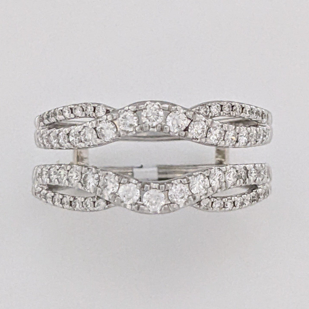10K WHITE .84 CARAT TOTAL WEIGHT SI2 G DIAMOND ROUND (66) ESTATE RING JACKET 4.6 GRAMS
