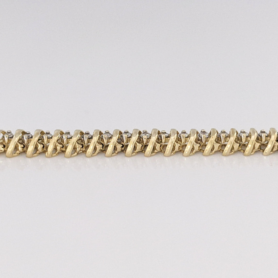14K 1.10 CARAT TOTAL WEIGHT I1 I DIAMOND ROUND (55) ESTATE BRACELET 12.2 GRAMS