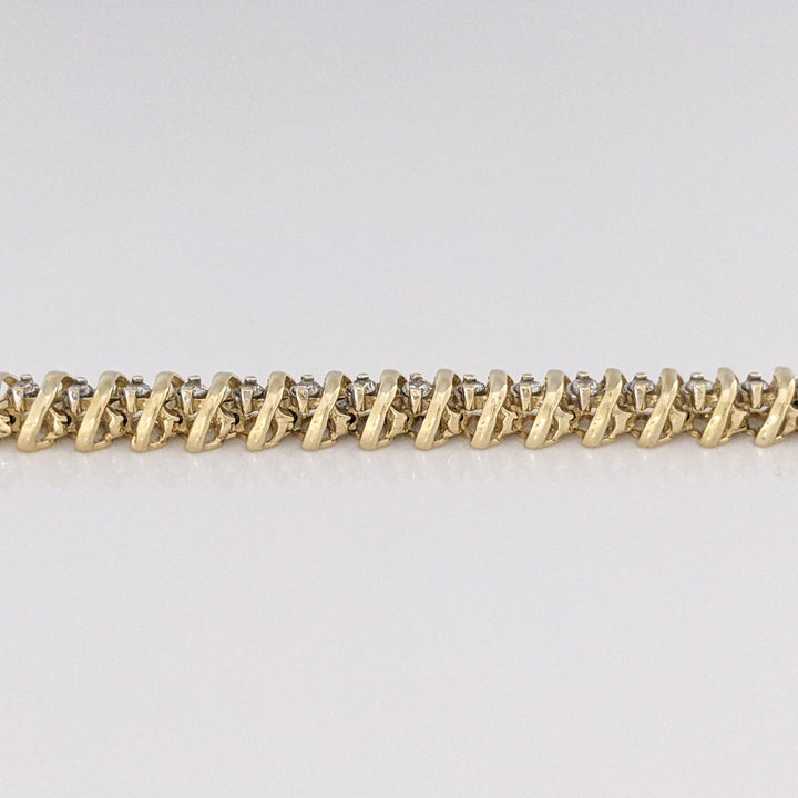 14K 1.10 CARAT TOTAL WEIGHT I1 I DIAMOND ROUND (55) ESTATE BRACELET 12.2 GRAMS