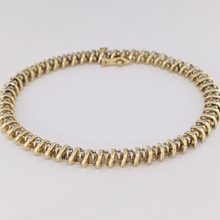 14K 1.10 CARAT TOTAL WEIGHT I1 I DIAMOND ROUND (55) ESTATE BRACELET 12.2 GRAMS